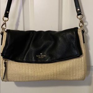 Kate Spade leather and straw crossbody bag